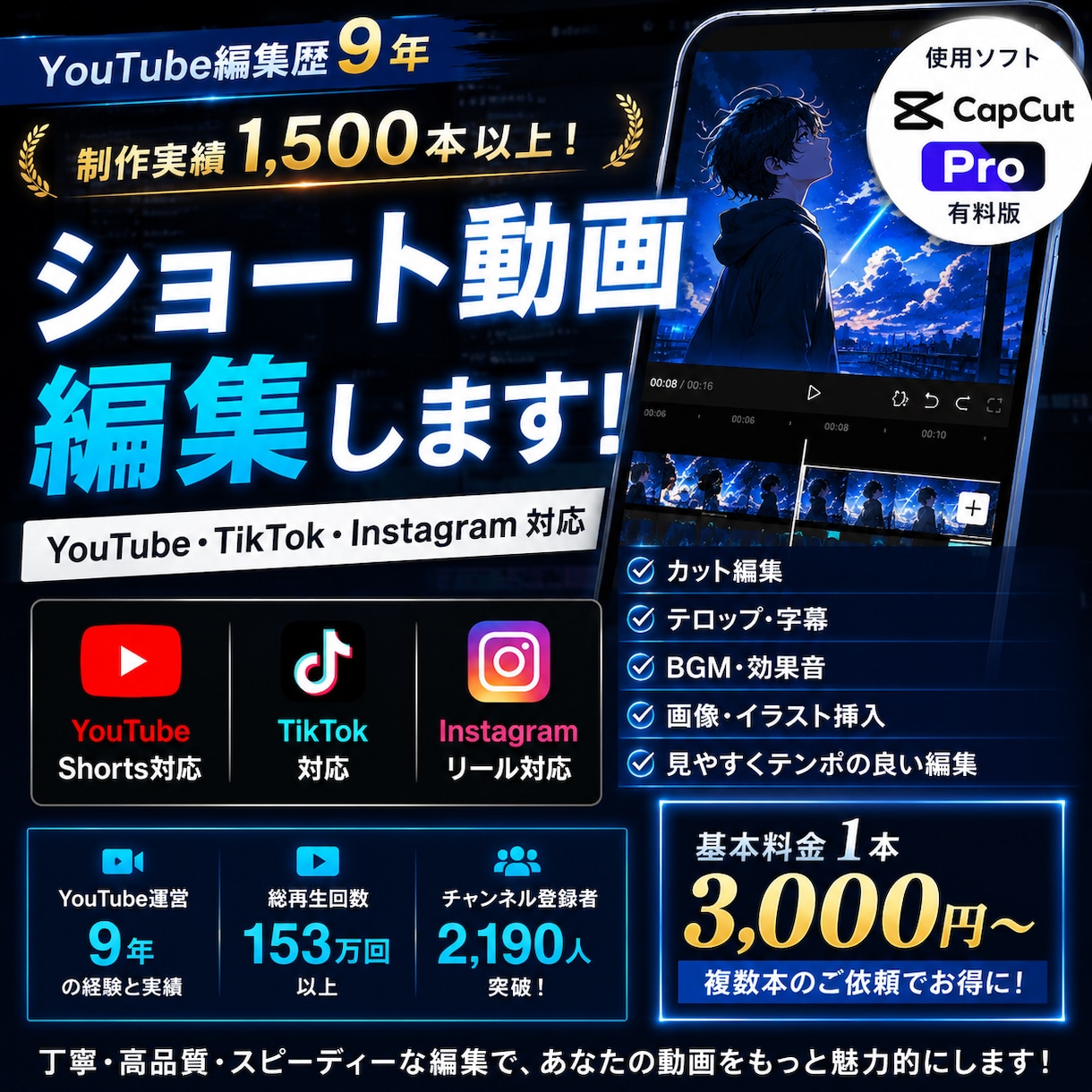 YouTubeやTikTokショート動画編集します 編集歴9年の経験を活かし、あなたの動画を魅力的に仕上げます イメージ1