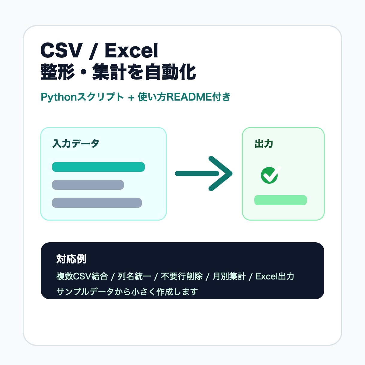 CSV整形をPythonで自動化します 面倒な集計や整形をツール化します イメージ1