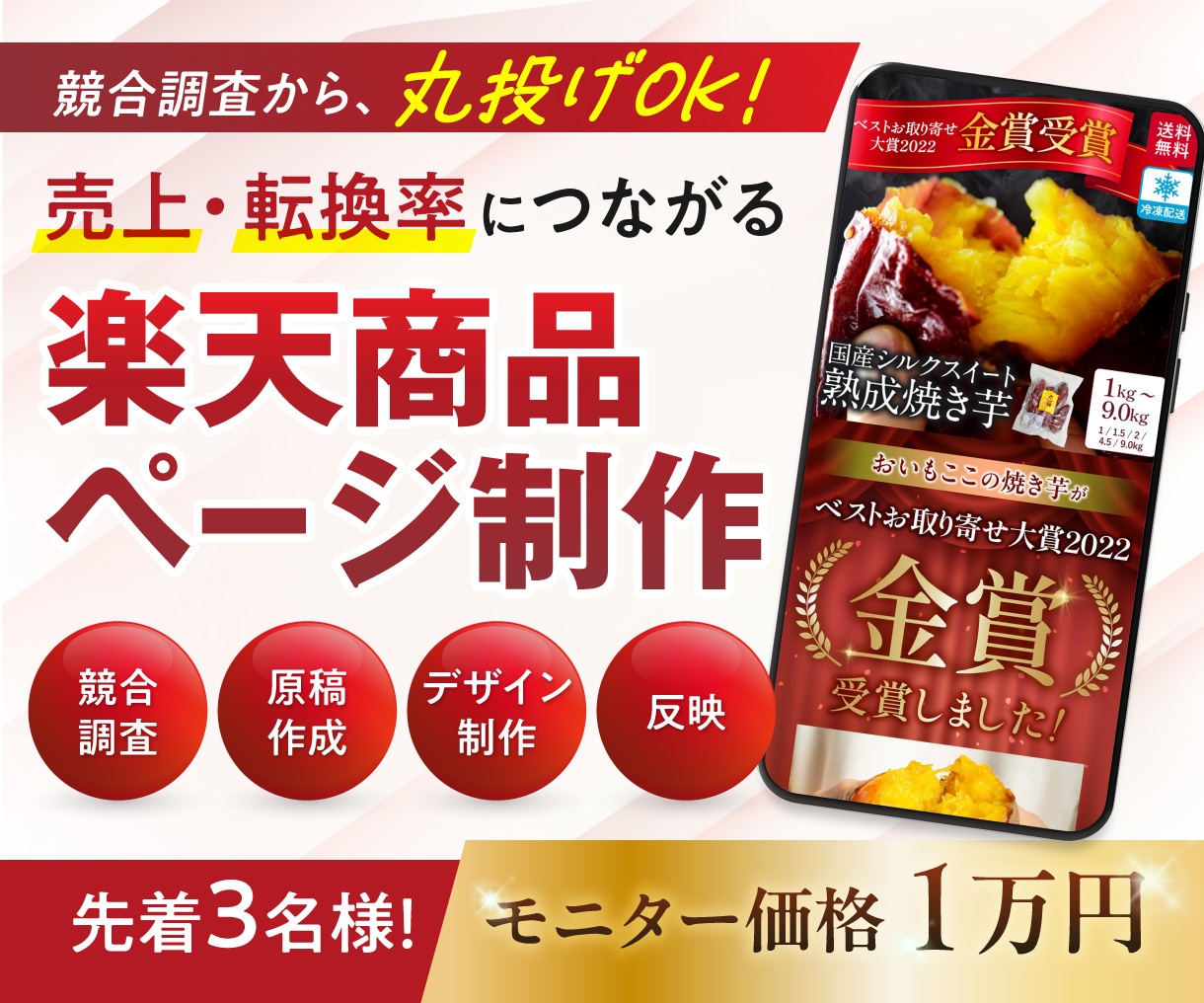 限定3名　15万➡1万！楽天商品ページ制作します 歴10年のプロが競合調査から丸投げ対応！売上データ限定 イメージ1