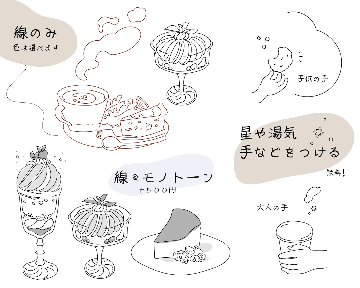 1点～フード・メニュー等のゆるいイラスト描きます 食べ物やカラトリー、ゆるい動物イラスト！商用利用可能◎ イメージ4