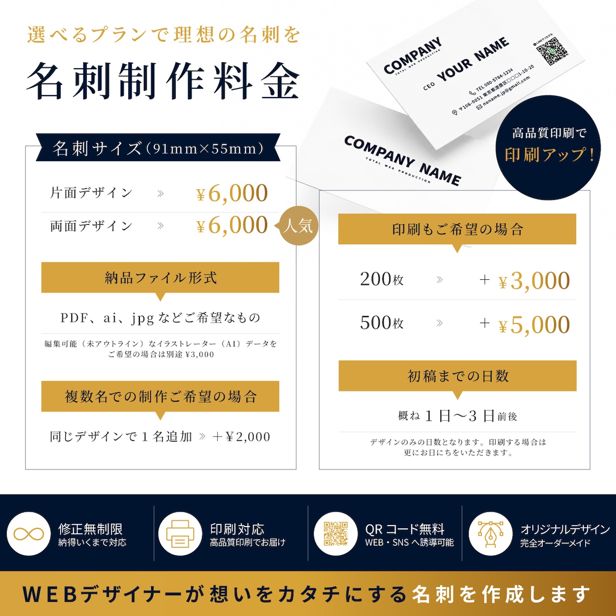はじめての方でも大歓迎！印象的な名刺を作成します おしゃれで洗練された名刺を作成します。 イメージ2