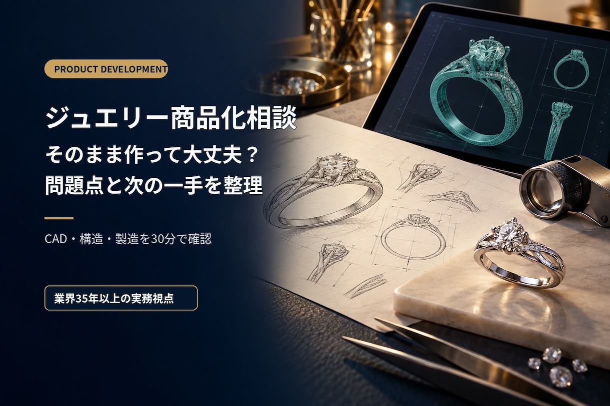 ジュエリーの商品化・CAD・製造相談に答えます 設計・構造・製造の問題点と次の一手を整理します イメージ1