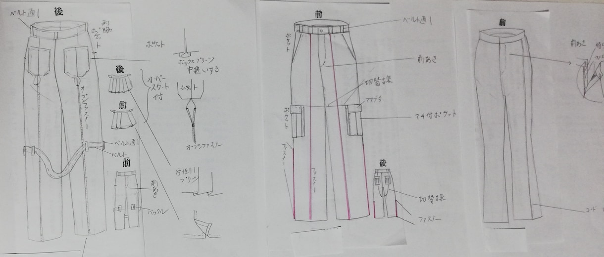 御希望パンツ型紙作成いたします フレアレッグ、ボンテージラップスカート付パンツ型紙三点 イメージ1