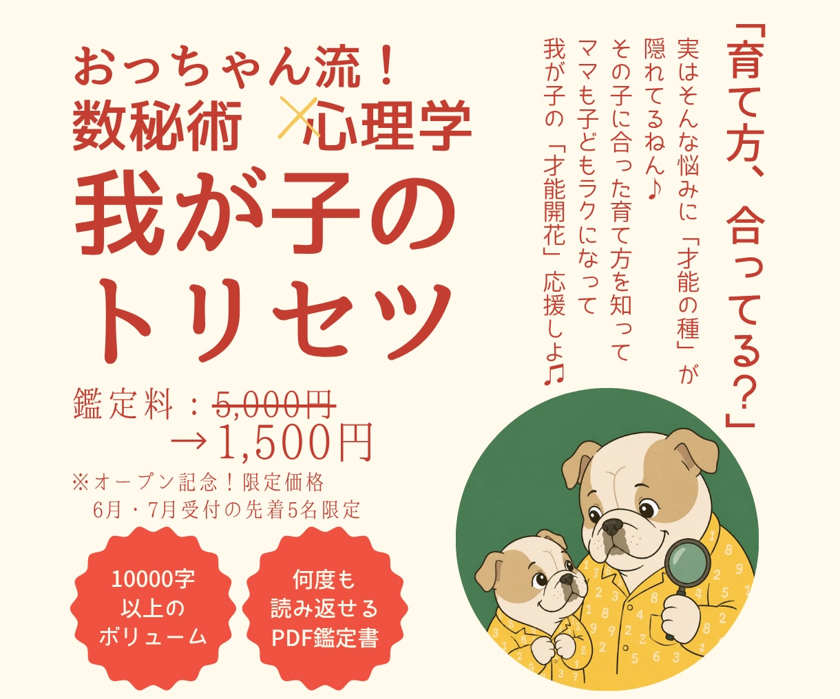 数秘術×心理学×子育て！我が子のトリセツ作ります 生年月日で分かる！我が子に合う育て方と才能の取扱説明書 イメージ1
