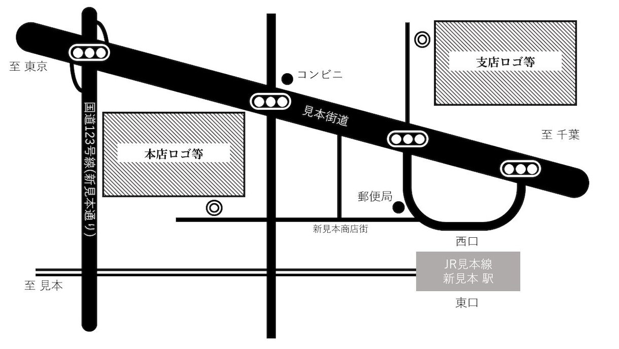 シンプルでモノクロの案内マップを格安で作ります HPやチラシに地図を載せたくて、誰かに作ってほしい時に イメージ2