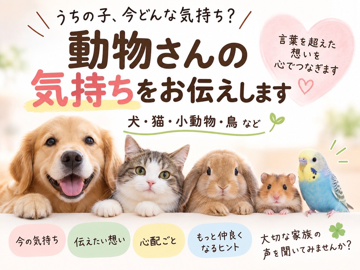 大切なあの子の気持ちを心で感じお伝えします あの子への質問、あの子に伝えたいことを代わりに届けます♡ イメージ1