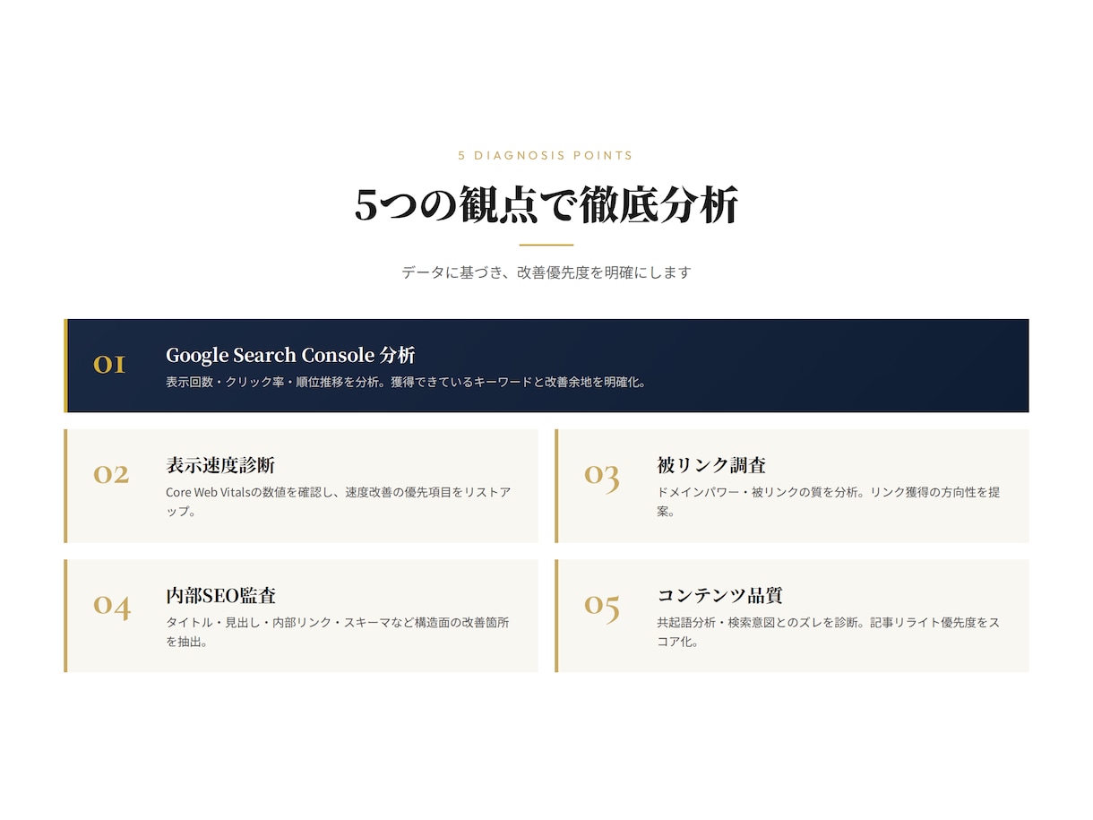 SEO検定1級|16年プロがサイトを徹底診断します GSC・表示速度・被リンクで改善優先度を明確化 イメージ2
