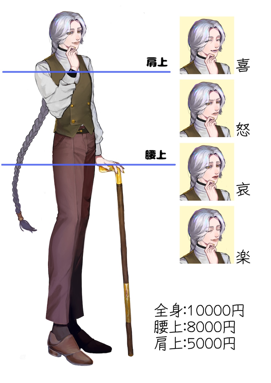 顔がいいイラストお描きします、キャラデザも致します キャラ立ち絵、TRPGやVtuber素体にお使いください。 イメージ2