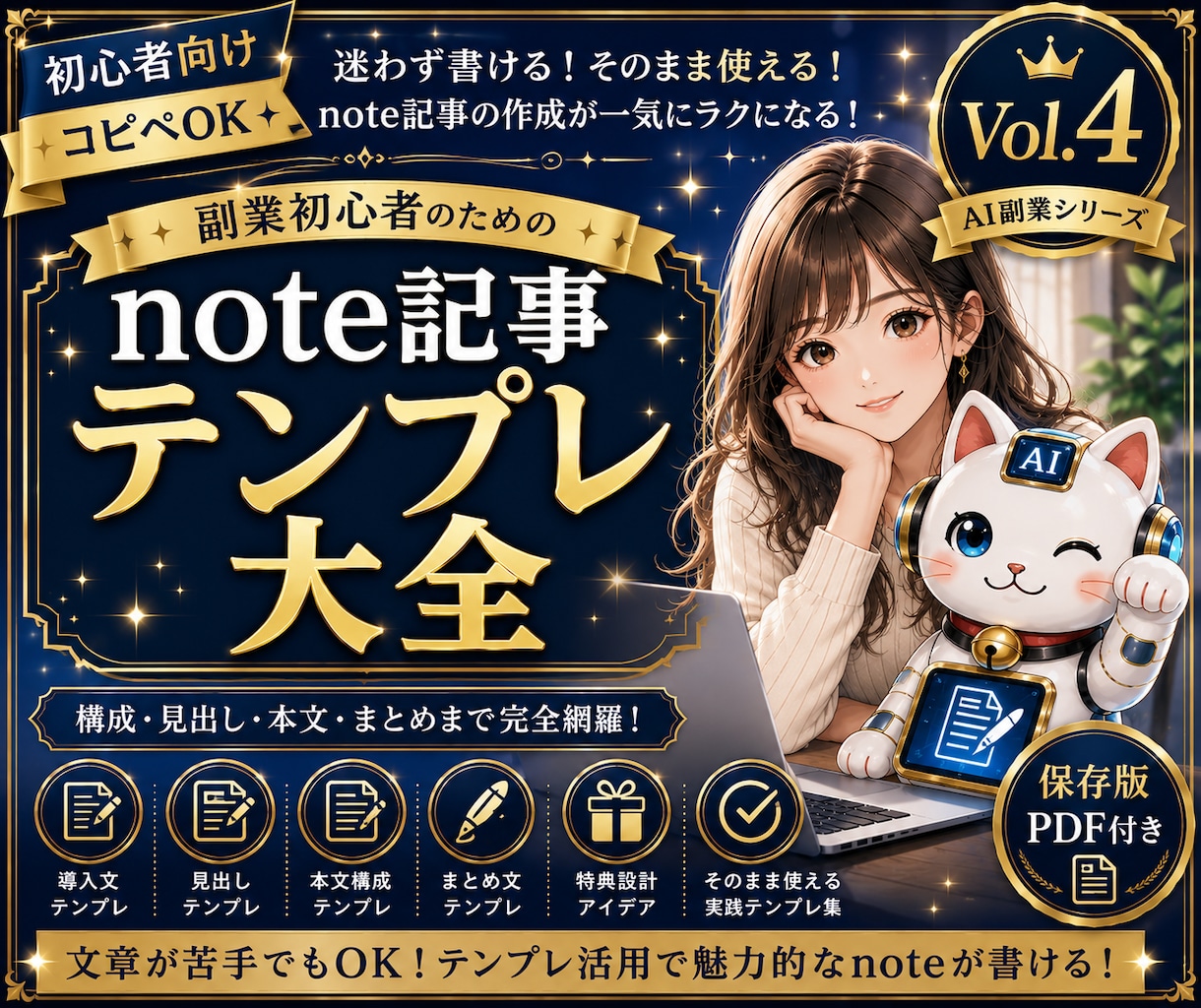 初心者向けnote記事テンプレ大全完全版販売します ✅第4弾✅導入文・本文・販売記事の収録記事作成の悩みを効率化 イメージ1