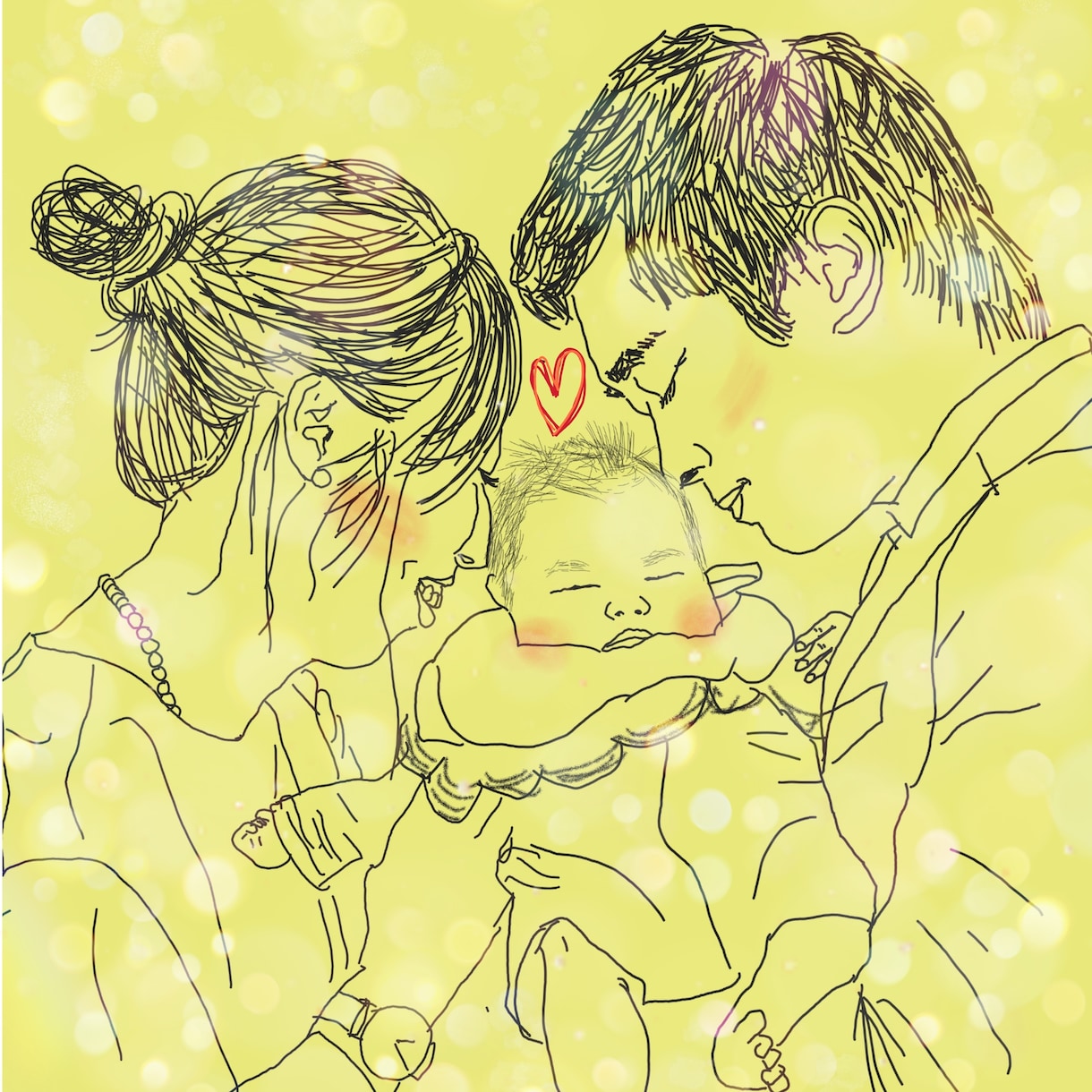 写真をなぞって似顔絵&メッセージ画像作成します お気に入りの1コマを暖かい絵に！文字入れ自由！ イメージ2