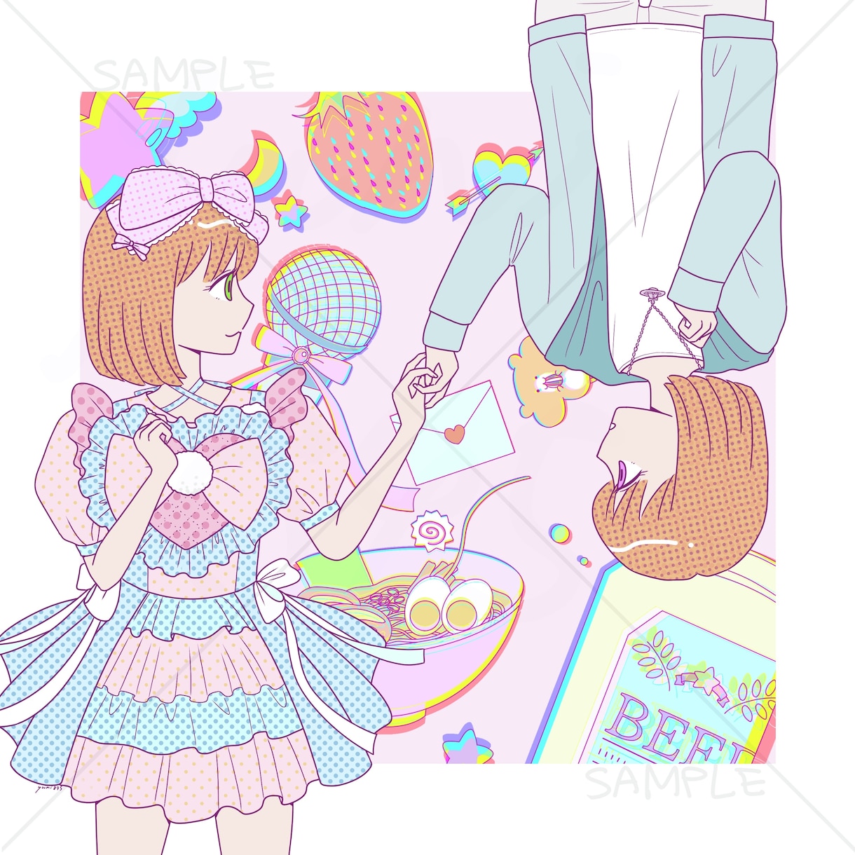 ポップ/チルい系/エモ系な可愛いイラスト描きます 可愛い女の子のイラスト★アイドルT制作実績あり イメージ4