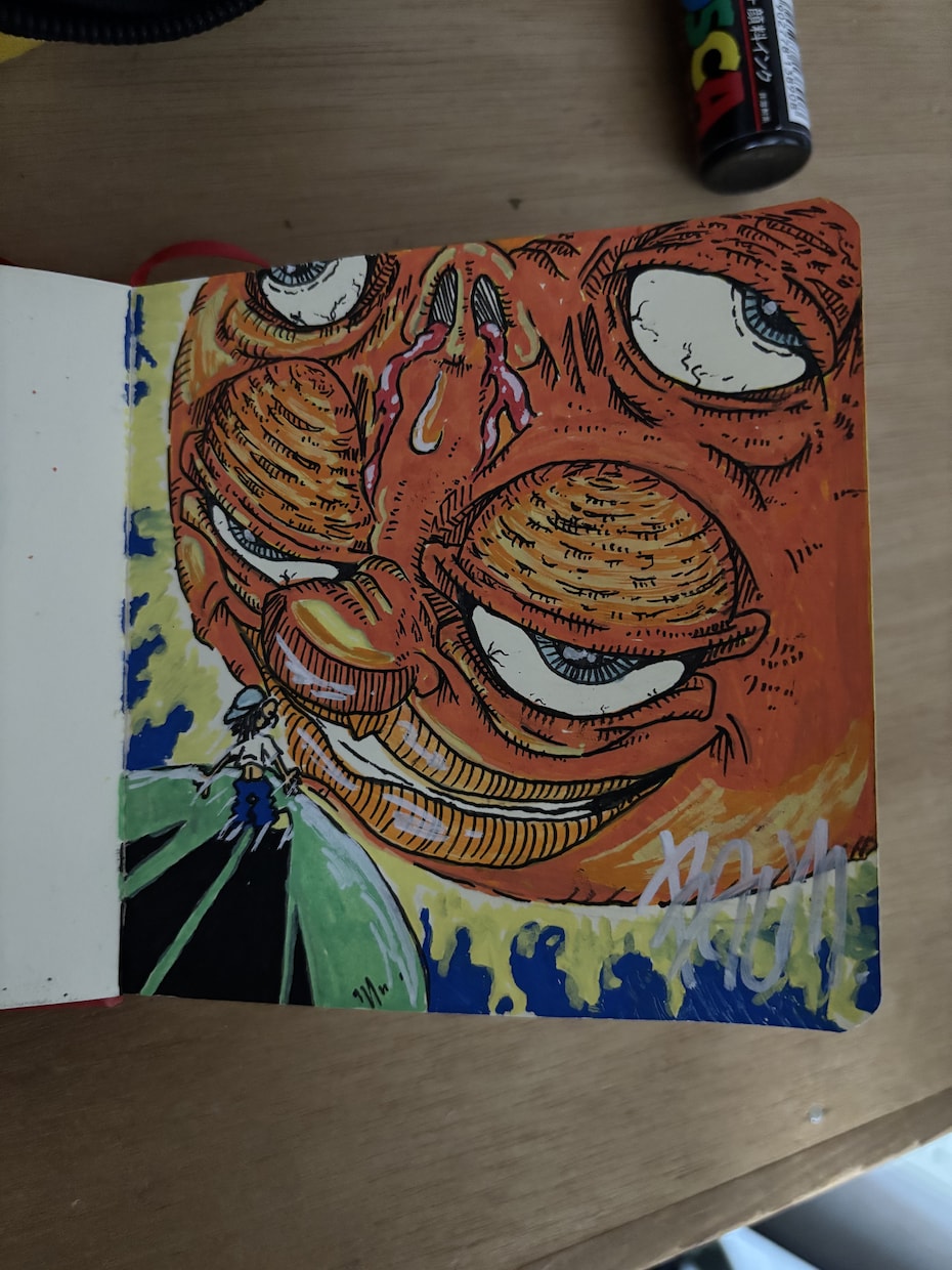 アナログで一枚絵を描かせていただきます ちょっと不気味でポップな絵をアナログで描いています！ イメージ1