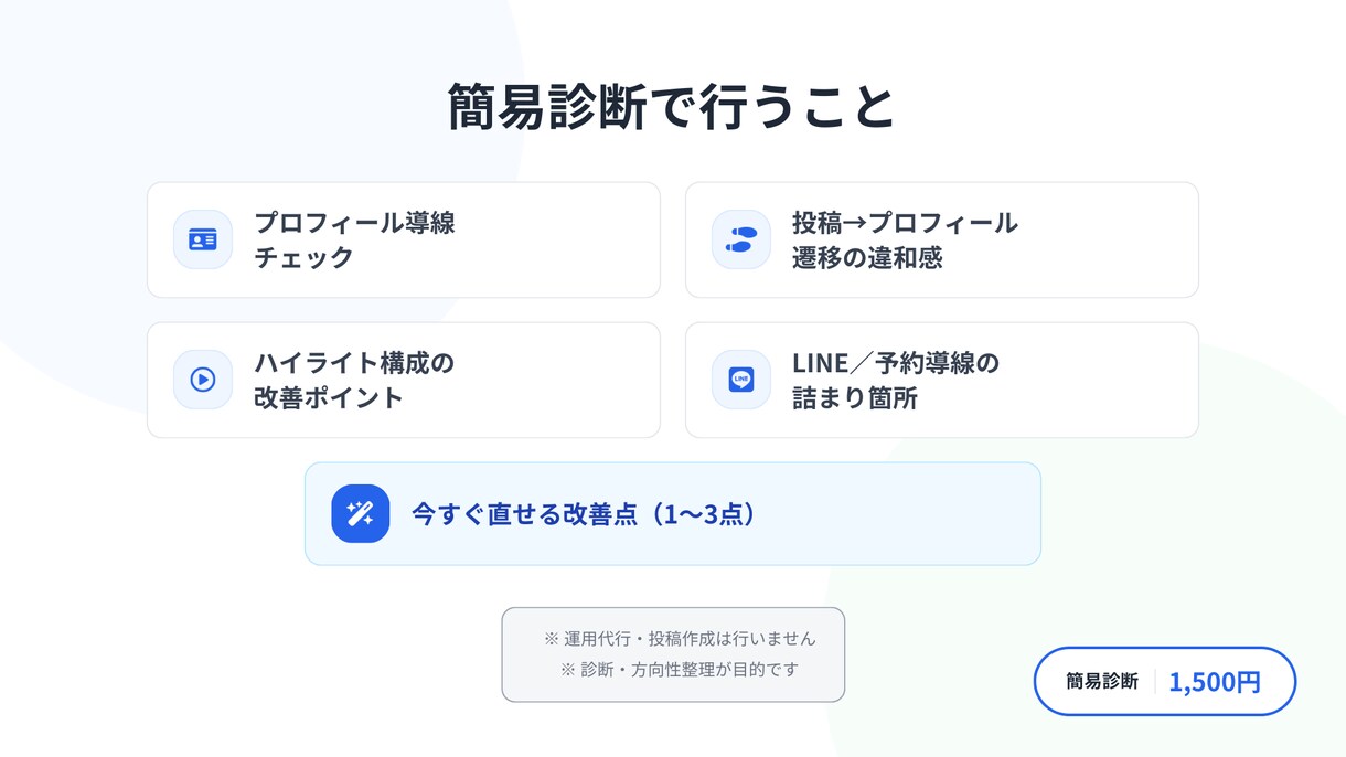 Instagram集客の詰まりを確認します 投稿以前に、設計で止まっている原因を見つけます イメージ3