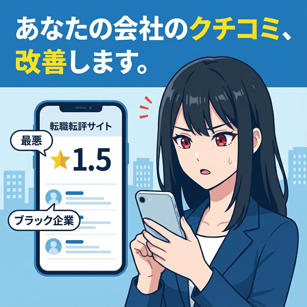 企業のクチコミサイトをコンサル改善サポートします 転職系媒体の貴社の低評価を改善するためのプロモを行います イメージ1