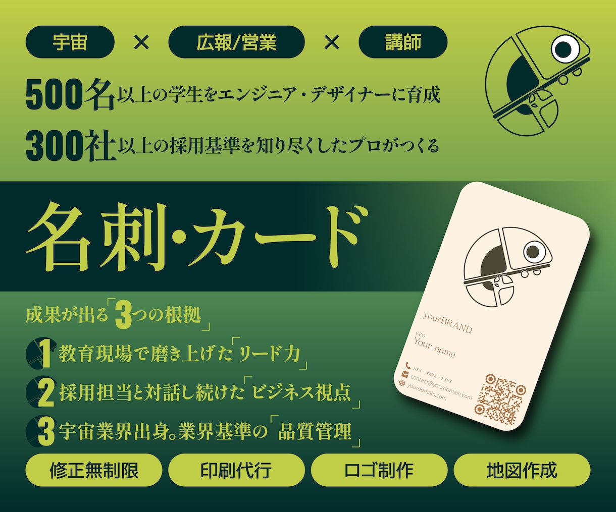 教育業界出身のプロがビジネス視点の名刺作ります 300社の基準を知るプロが「論理的」に設計します イメージ1
