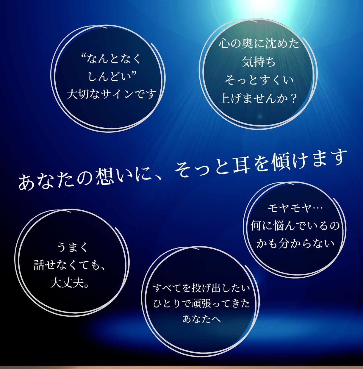 あなたの想いに、そっと耳を傾けます うまく言えなくても大丈夫。“今の気持ち”にそっと寄り添います イメージ1