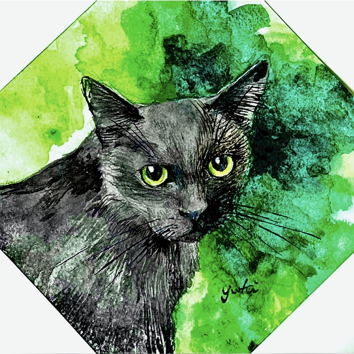 ペットの写真から、水彩画を手描きします 一般社団法人光風会で猫の絵を描いてきた作家が作品を制作します イメージ1