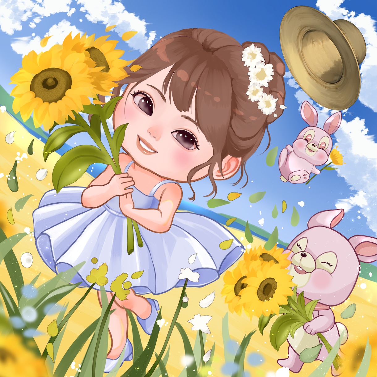商用利用OK！！キュート可愛いミニイラスト描きます ポーズ・仕草全て可愛いイラストお描き致します イメージ10