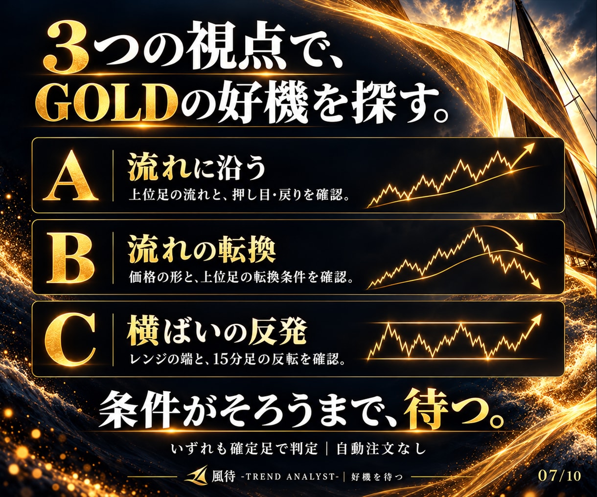 GOLD監視とスマホ通知で裁量を支援します 監視は風待。判断はあなた。本業も私生活も大切に。 イメージ7