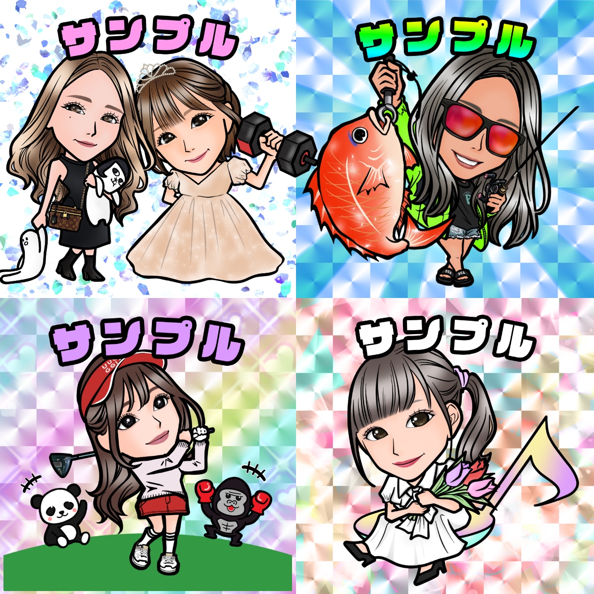 ビックリマンシール風の似顔絵イラストを描きます SNSのアイコンやプレゼントなどに♪ イメージ9