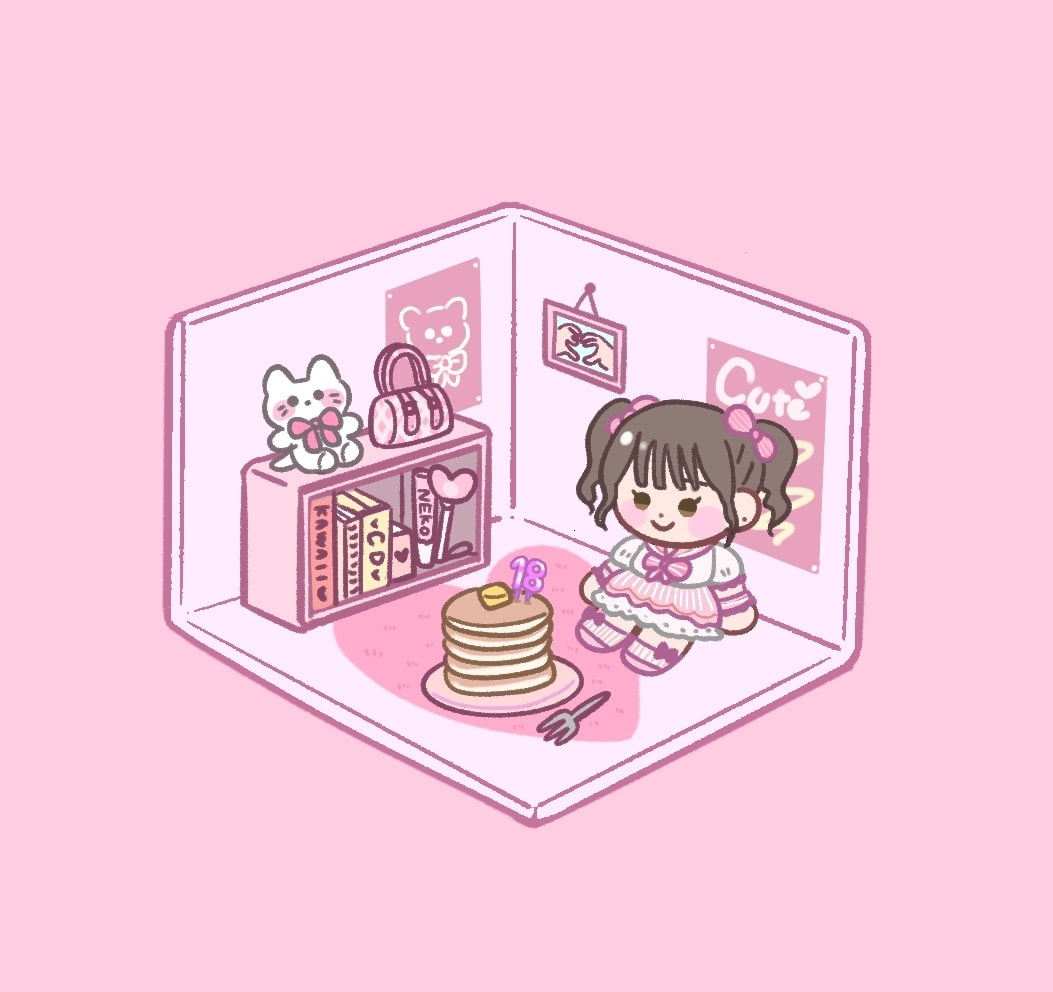 ドールハウス風/箱庭風のお部屋と似顔絵描きます 記念日やお祝いにも！可愛いお部屋にお好きなもの詰め込みます！ イメージ3