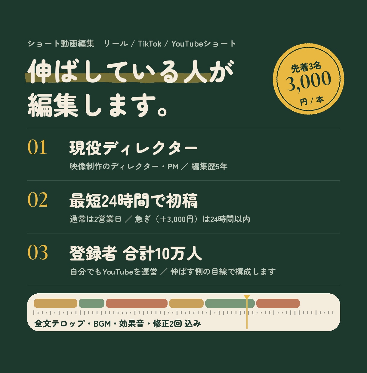 先着3名3千円｜最短24hでショート動画編集します 素材を送るだけ。あとは現役ディレクターにお任せ✨ イメージ1