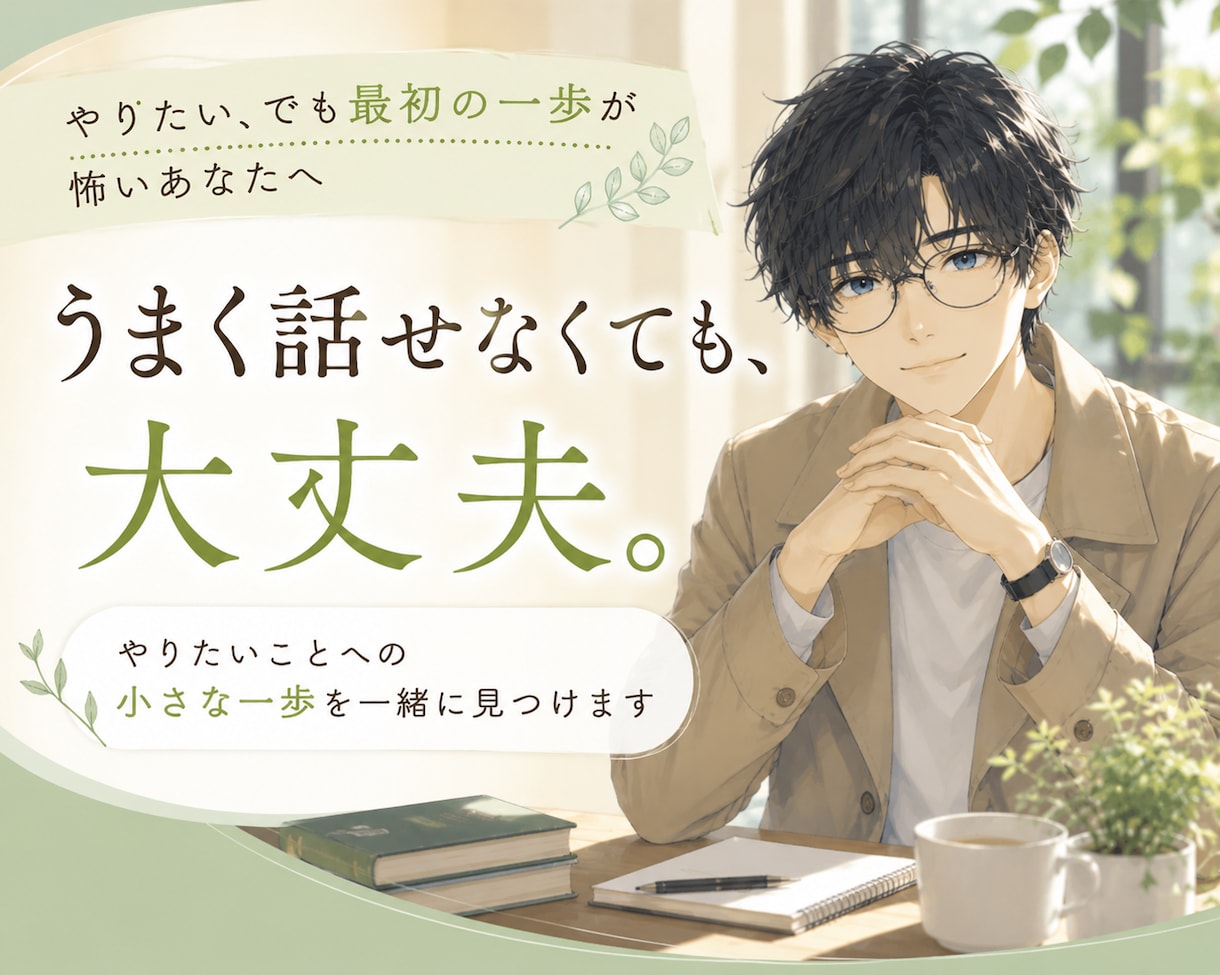 悩みを一緒に整理し、今できる最初の一歩を見つけます 行動できない理由を一緒に考え、今できるはじめの一歩へ イメージ1