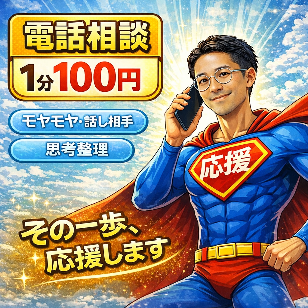 話すだけで前に進める｜応援ヒーローが電話応援します 否定・説教ゼロ！あなたの話を聞き、次の一歩を見つけます！ イメージ1