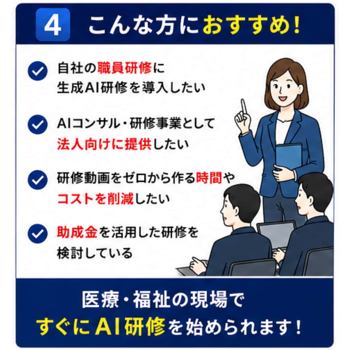 医療・福祉特化の生成AI研修動画を提供します 法人研修・AIコンサル事業に使える動画教材です イメージ4