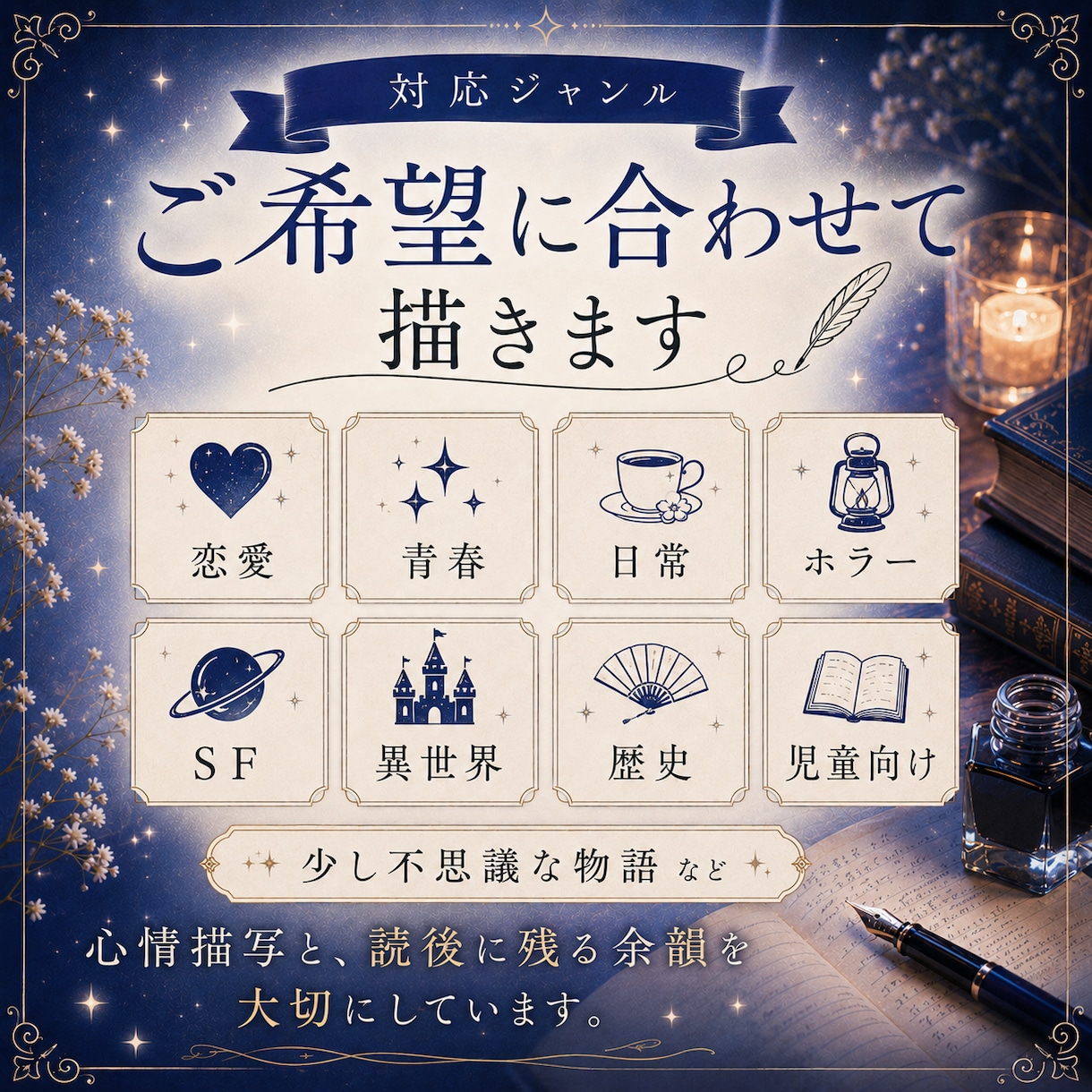 世界観から一緒につくるシナリオを作成します 設定から、あなただけの物語を紡ぎます。 イメージ3