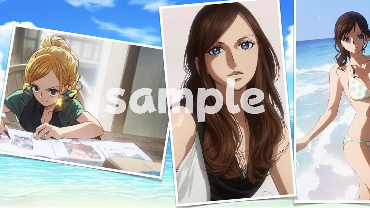 アニメONE PIECE風の美女イラスト制作します TVや映画のカラーアニメの作風です。私服/水着選べます！ イメージ2