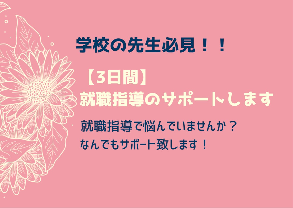 3日間：就職指導をサポートします 就職指導で悩んでいませんか？なんでもサポートいたします。 イメージ1