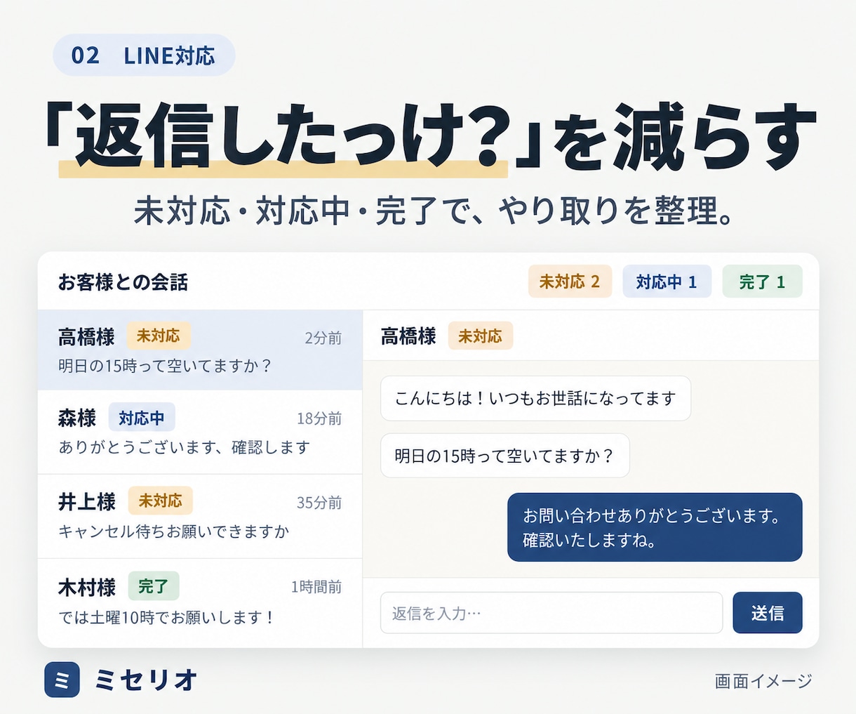 LINE連携の予約・顧客管理を月額で保守します 導入済み店舗向け｜アプリ利用・操作相談・保守 イメージ4