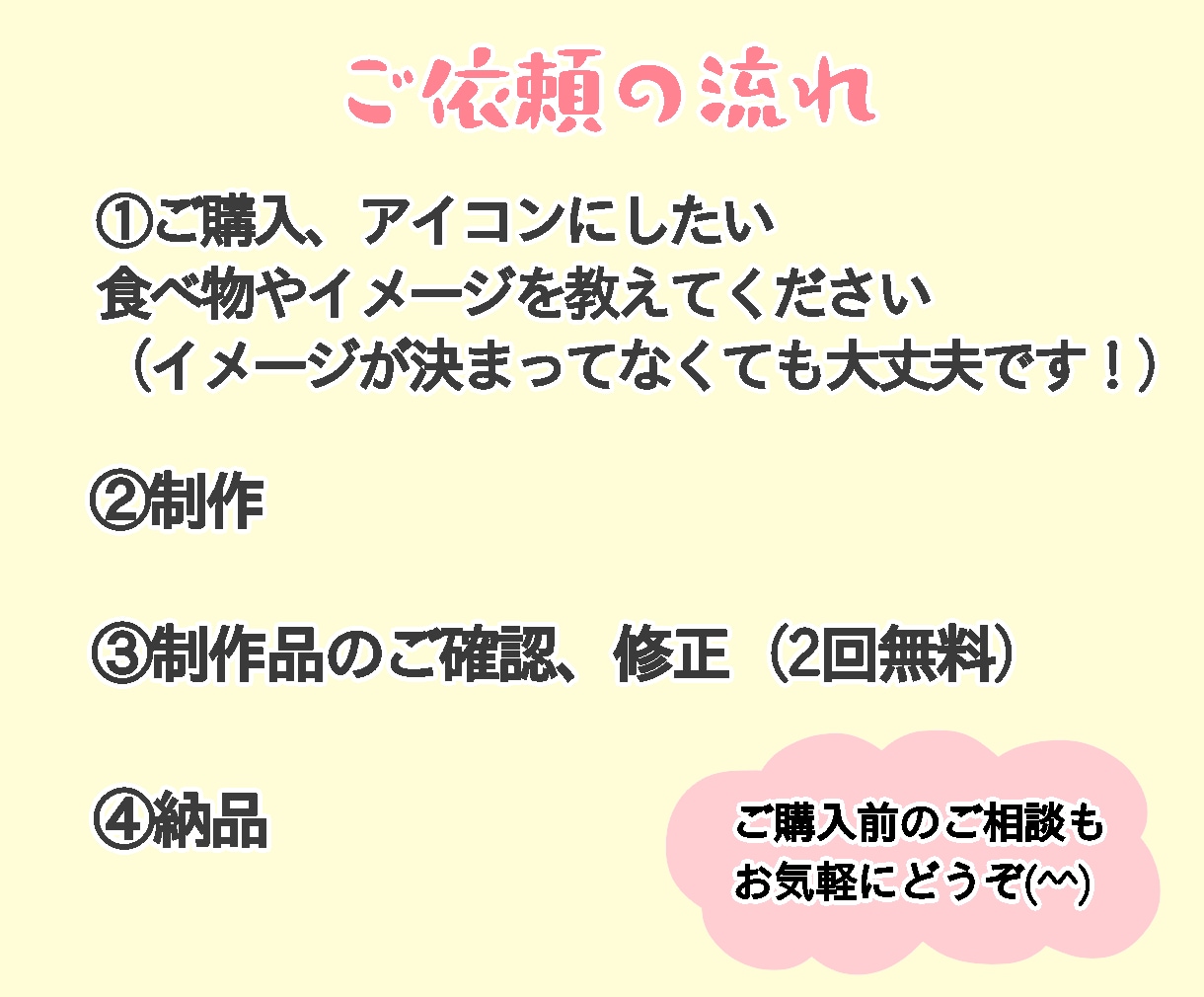 あなただけのゆるかわSNSアイコン描きます “好きな食べ物”であなただけのオリジナルアイコンを作ります♪ イメージ2