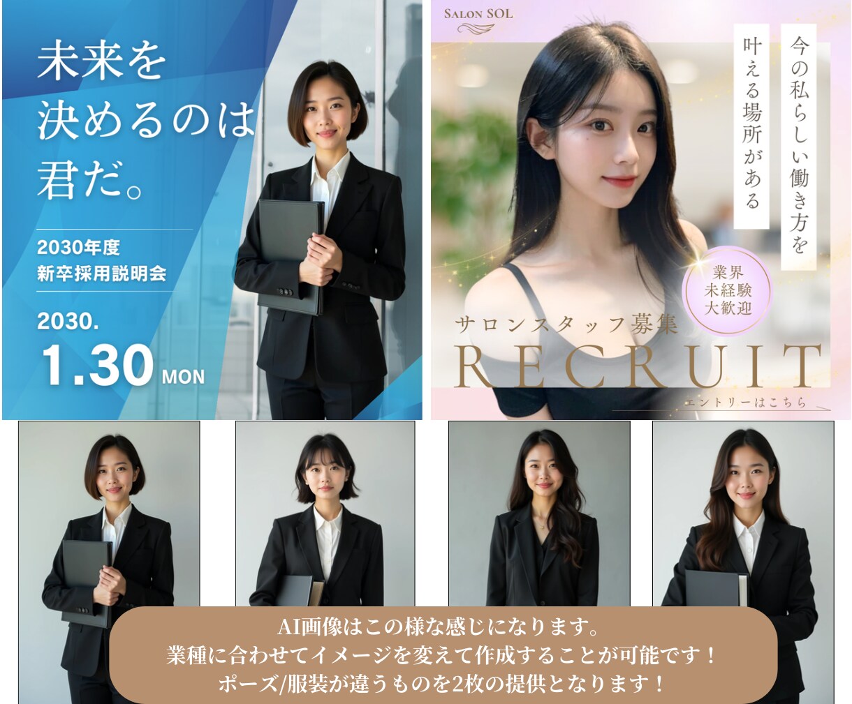 AI人物を入れたバナー/SNS広告作成します AIっぽくない人物画像で広告を！ イメージ4