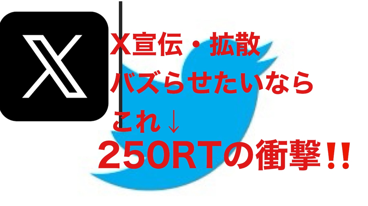 250RT以上Twitter50万人にX宣伝します Xバズらせたいならこれ！SNS宣伝・集客・拡散！ イメージ1