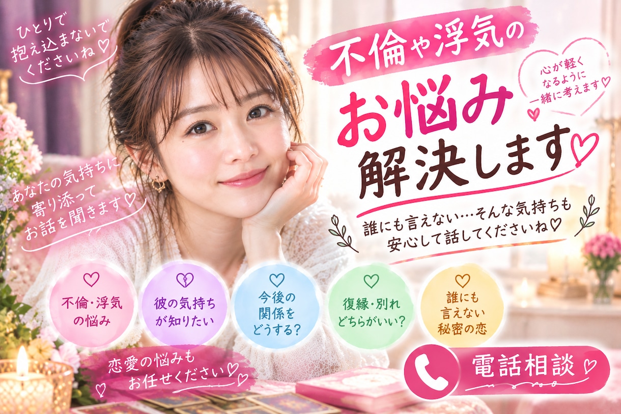 不倫や浮気のお悩み解決します 不倫や浮気で苦しんでいる・辞めたい、辞めさせたい イメージ1