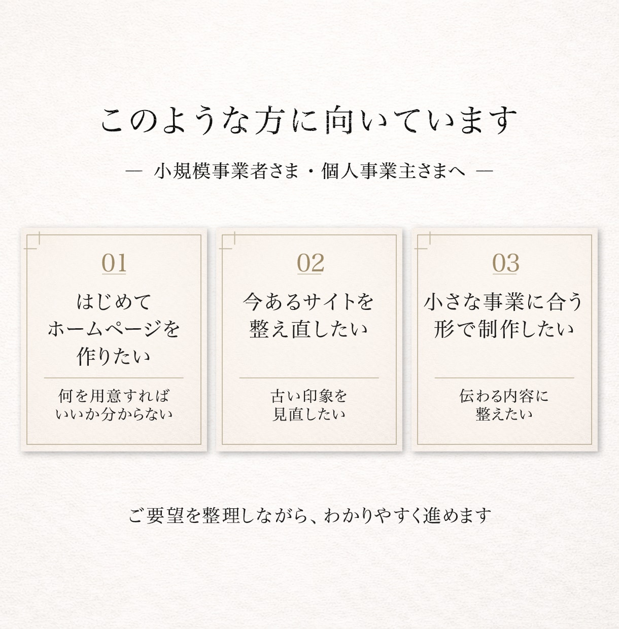 小規模事業者向けHPを制作します 小規模事業者・個人事業主向けに合うHPを丁寧に制作 イメージ2