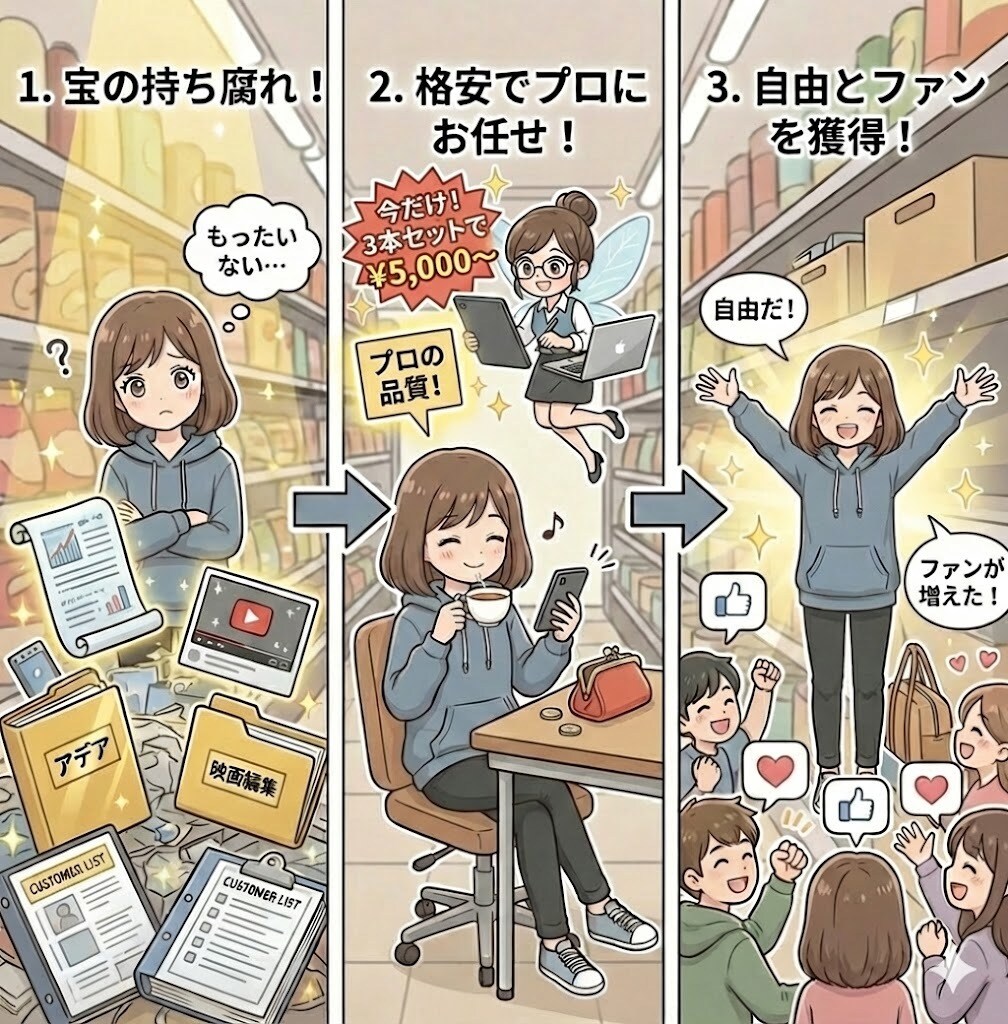 丸投げOKライブ動画資産化バズる1分台本作成します プロが作る！30分LIVEからファン生むショート台本再構築 イメージ2