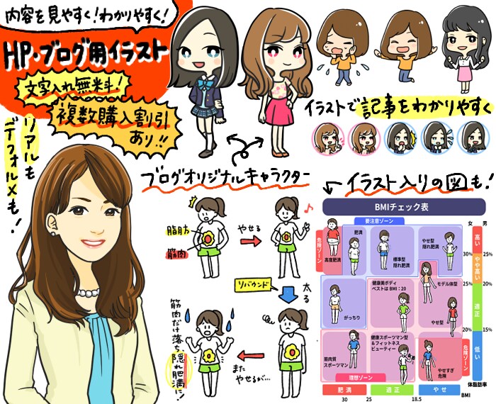 商用利用可のイラスト作成します ◆HP・ブログの記事・チラシの内容をわかりやすく！◆ イメージ1