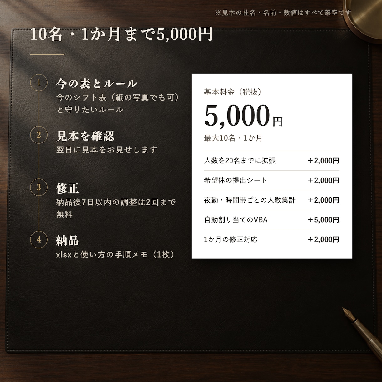 公休・連勤を自動で検査するシフト表を作ります 10名までの入力式。公休数・連勤を自動チェック イメージ3