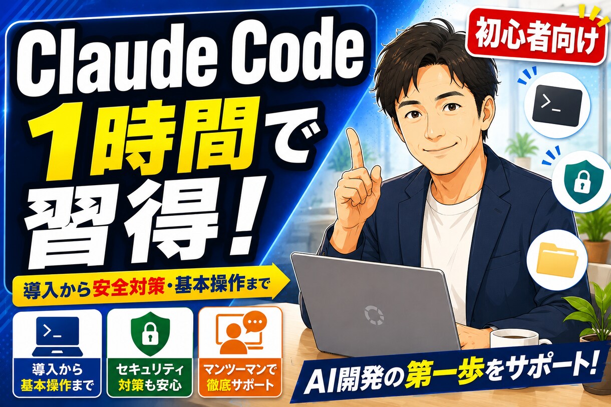 Claude Code導入と安全な使い方を教えます 初心者向け1時間。導入からセキュリティまで イメージ1