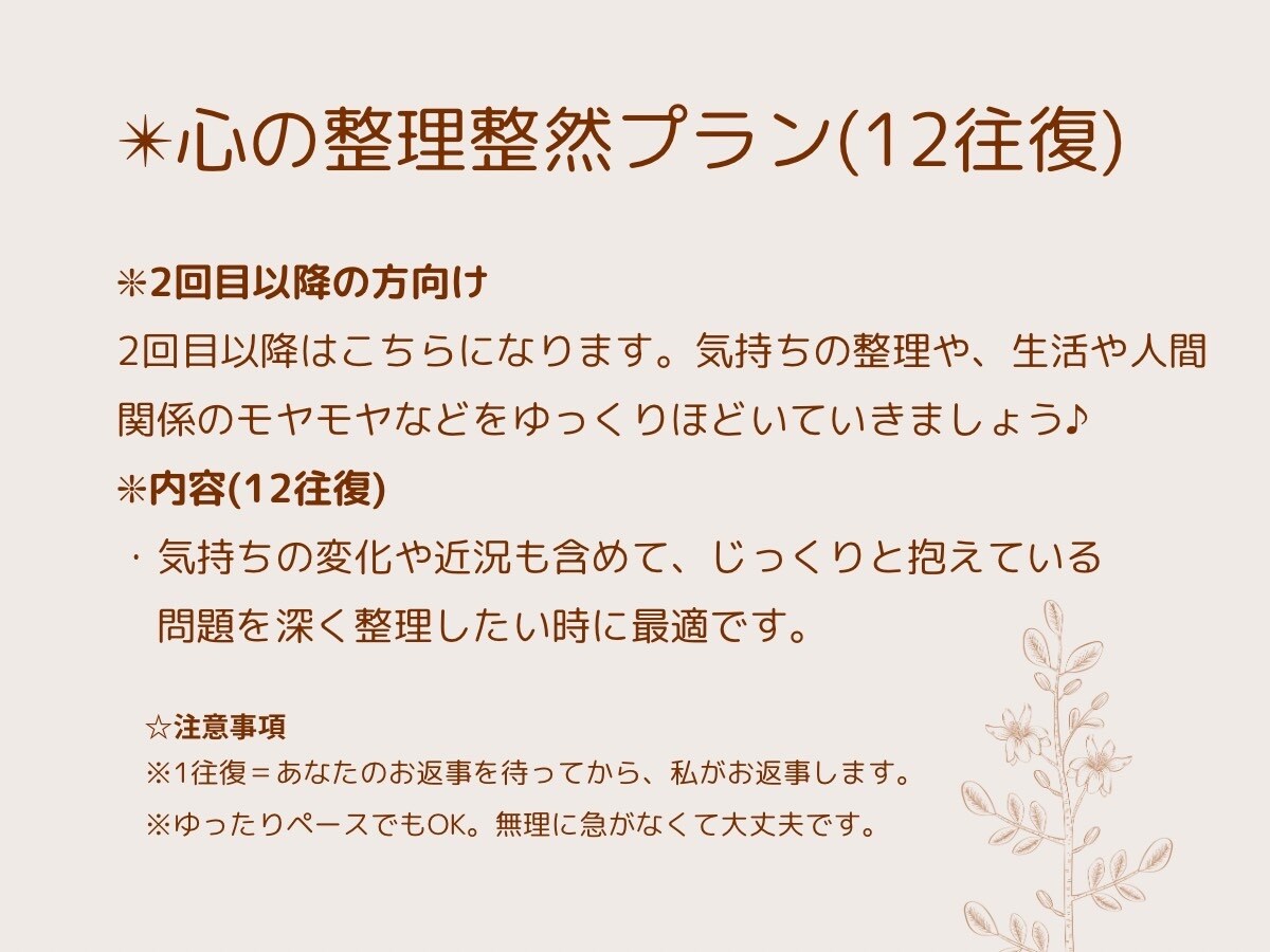 リピーター様専用の心の継続相談を承ります 前回と同じ安心感でじっくりお話できます。 イメージ2