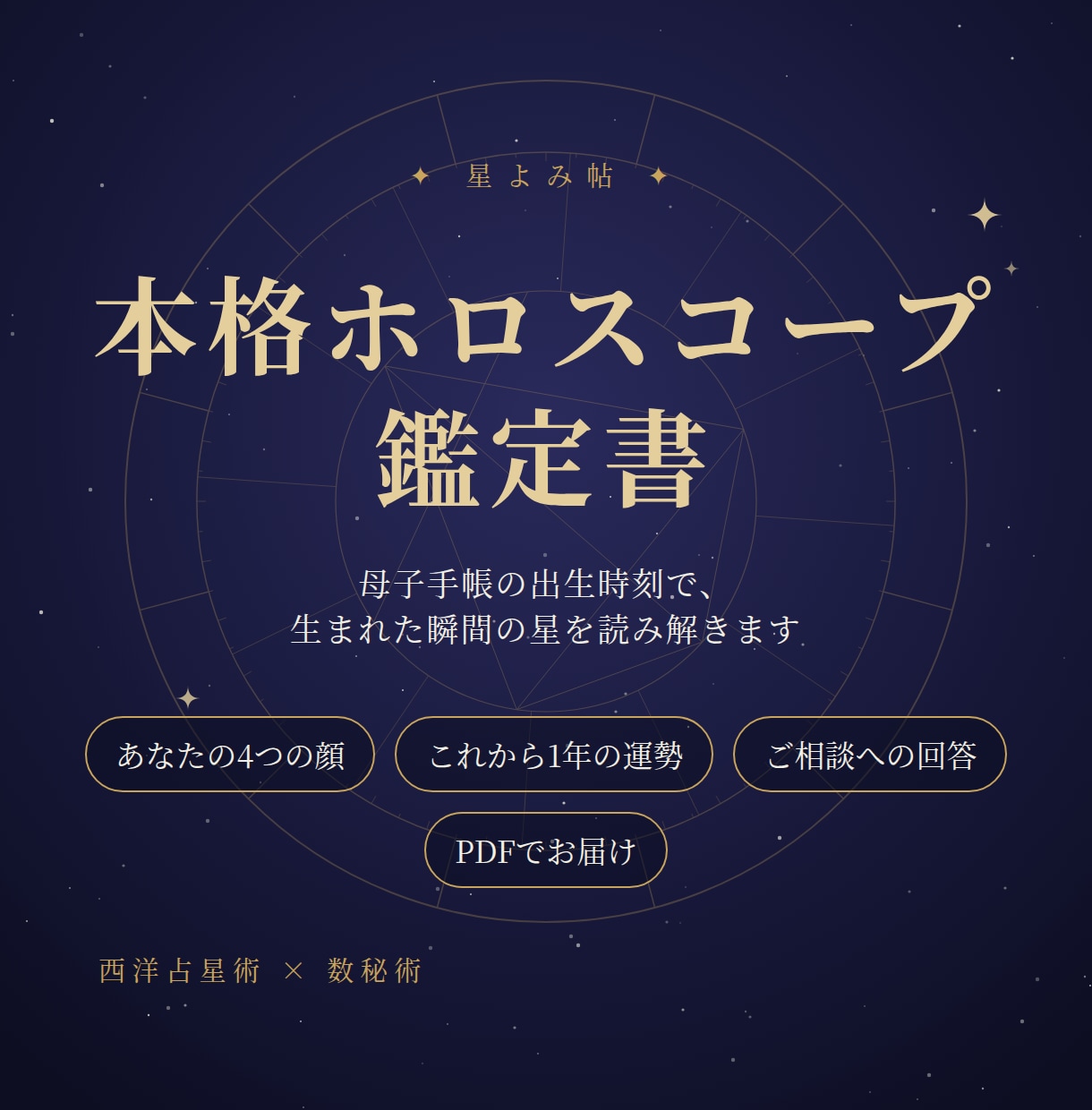 本格ホロスコープで生まれた瞬間の星を読み解きます 母子手帳の出生時刻で読む、あなただけの鑑定書PDF イメージ1