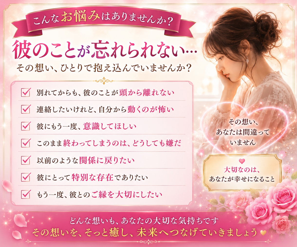女性限定、復縁、片思い、縁結びヒーリングします 彼との恋をもう一度、初めませんか？キラキラ輝く自分になろう イメージ3