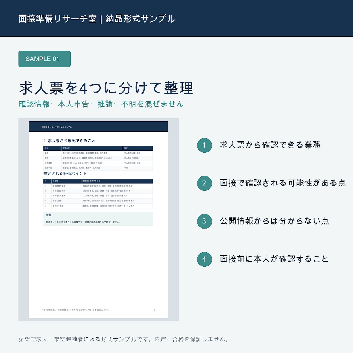 求人票から面接の想定質問20問を作ります 面接直前向け｜求人票別の回答整理シート イメージ2