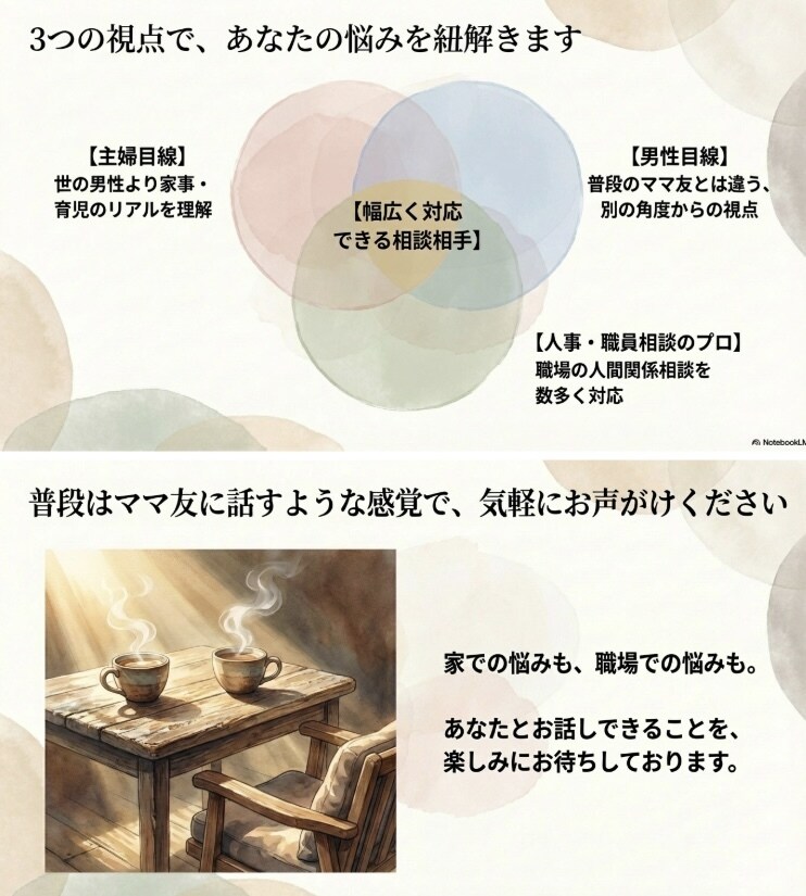 主婦のお悩み、愚痴全てお聞きします いつもはママ友に愚痴る話を私に投げかけてくれませんか！ イメージ4