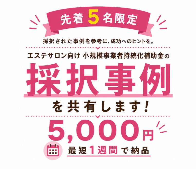 小規模事業者持続化補助金の採択事例を共有します 【エステサロン向け】5名様限定！ココナラ出品記念価格！ イメージ1