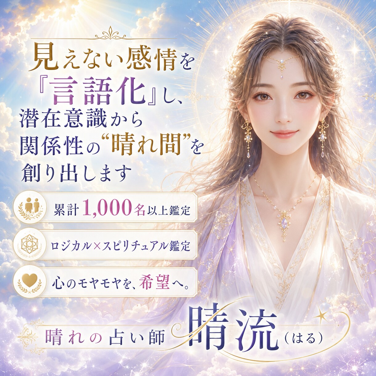 お相手鑑定✦モヤモヤに晴れ間をもたらします 占術と陽だまりヒーリングで奇跡を起こすお手伝いをいたします イメージ2