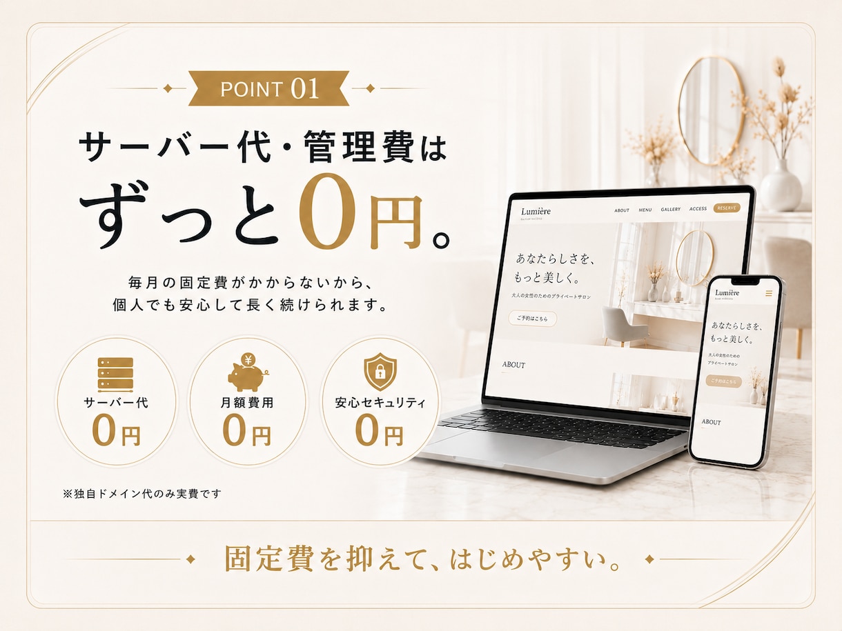維持費0円！高品質なHP・LPを制作します 毎月の維持費0円！最新技術とAIで高速・綺麗なHPを制作 イメージ2